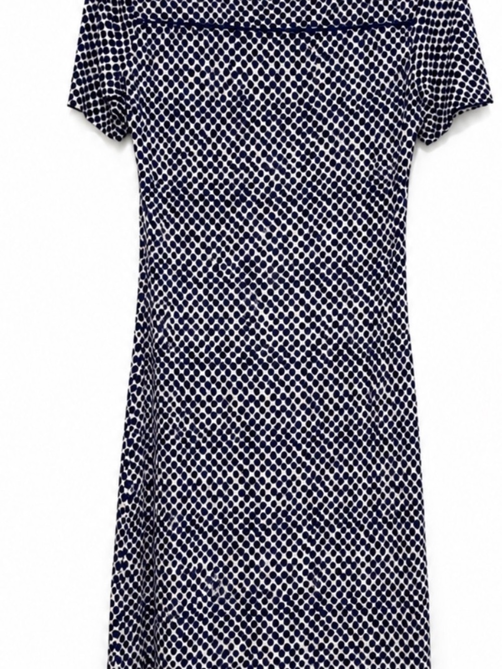 Tory Burch Silk Short. Sleeve Navy- White Polka Dots Shirt Dress Size M -  EUC - Picture 3 of 11